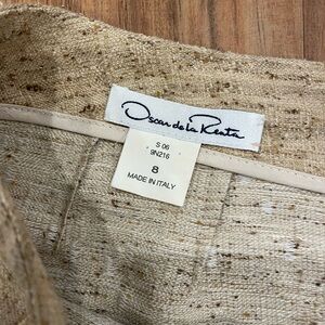 Oscar de la Renta Beige Textured Tweed Skirt Made in Italy